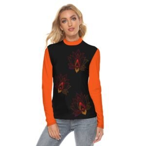 Mandala Lotus Stretchable Turtleneck Top– Serenity in Style