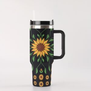 Sunflower 40 oz Tumbler with Handle – Bloom with Every Sip