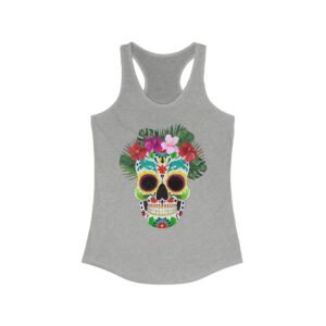 Colorful Skull Halloween  Racerback Tank