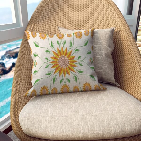 🌼 Flax Pillowcase – Yellow Flower Serenity