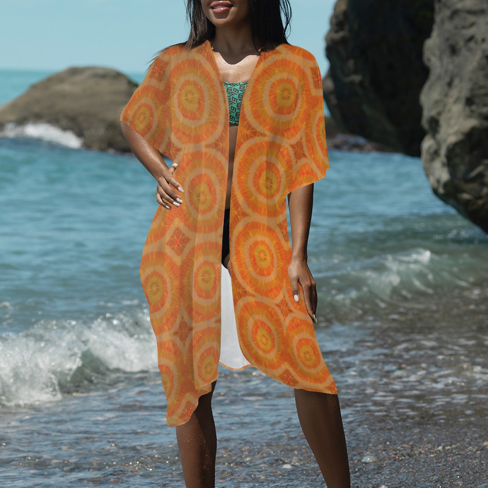 🌞 Sunburst Kimono Cover-Up – Glow With Every Step - Image 3