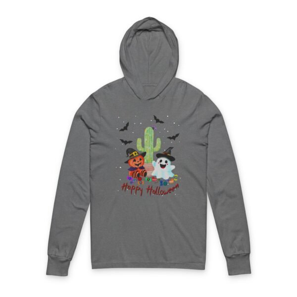 Halloween-Themed Unisex Hooded Long Sleeve Tee, Fun Spooky Shirt, Trick or Treat Apparel, October Celebration Clothing, Cozy Costume Top - Image 3