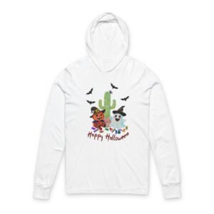 Halloween-Themed Unisex Hooded Long Sleeve Tee, Fun Spooky Shirt, Trick or Treat Apparel, October Celebration Clothing, Cozy Costume Top